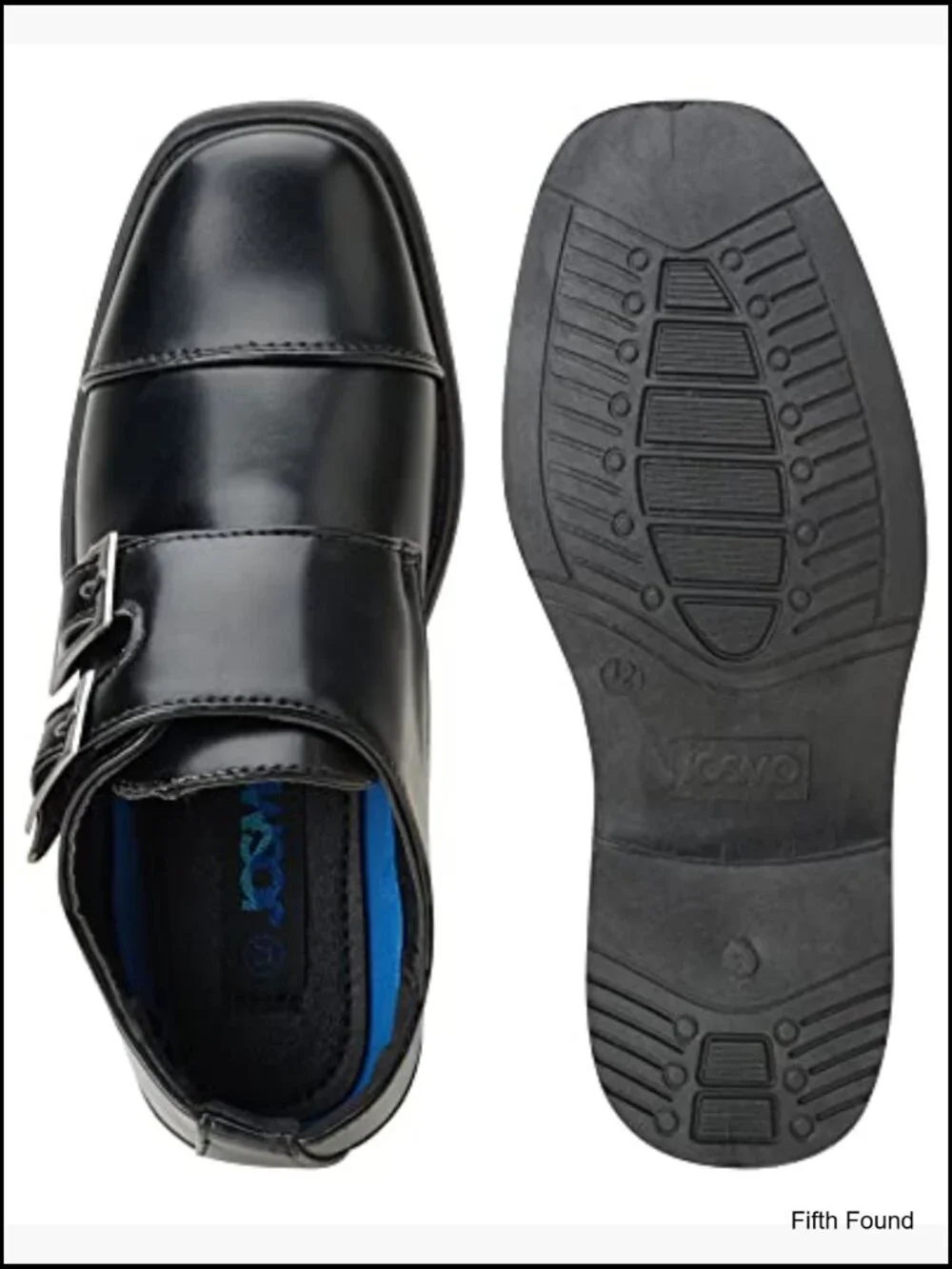 Boys Double Monk Strap Cap Toe Oxford Loafers - Hook & Loop Closure,